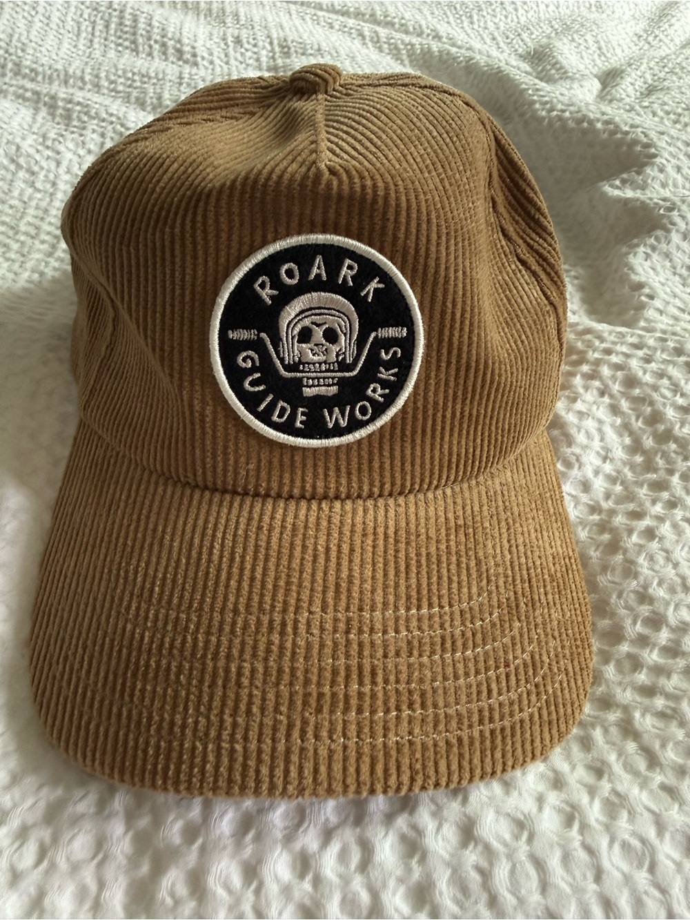 Roark Corduroy Patch Hat in Tan Brown, NWOT, Snap back, Roark Guide Works